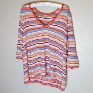 Colorful "Chicho's" V Neck Blouse